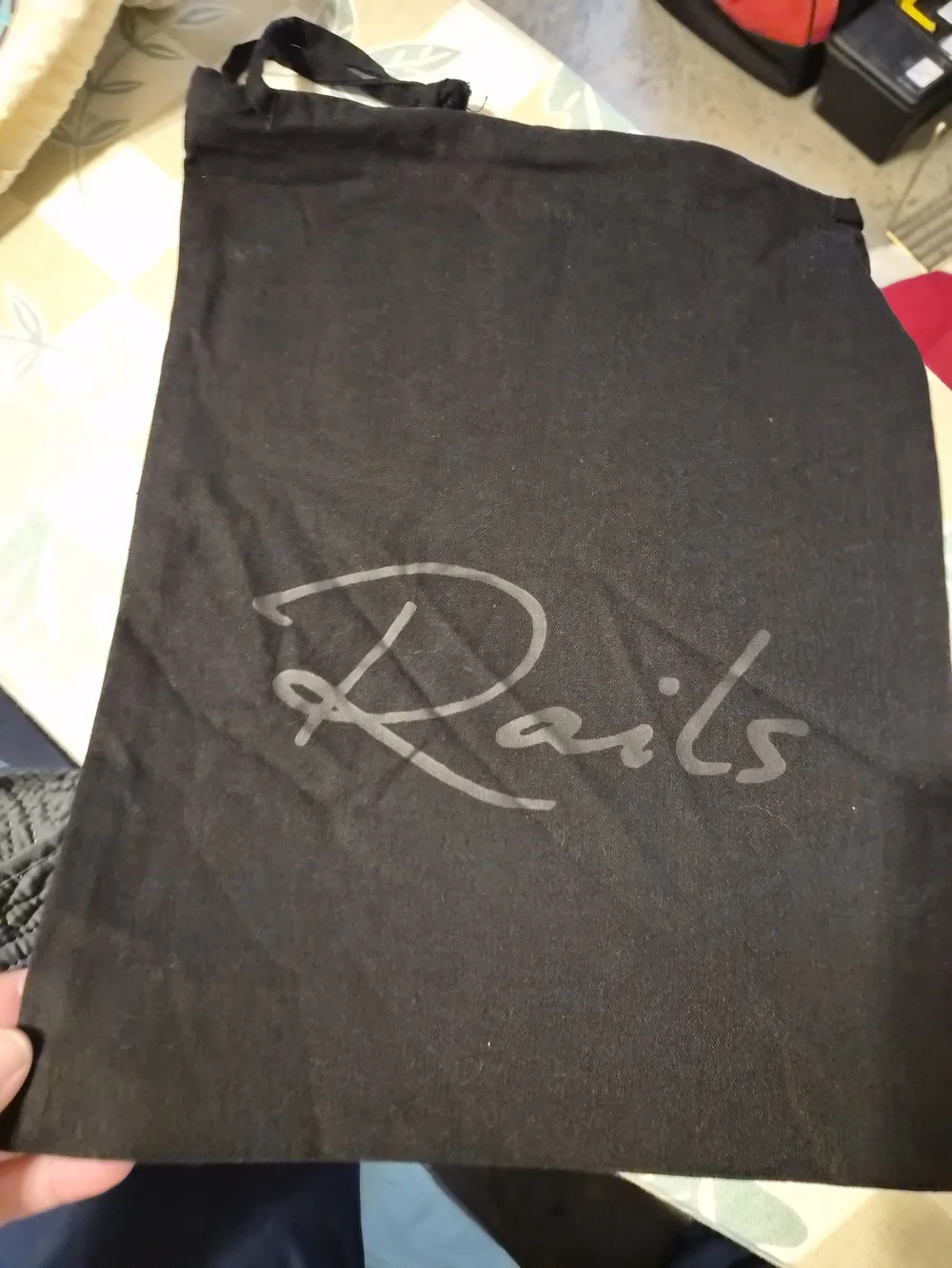 Rails Black Cotton Canvas Drawstring Dust Bag Storage Pouch 15x11.5
